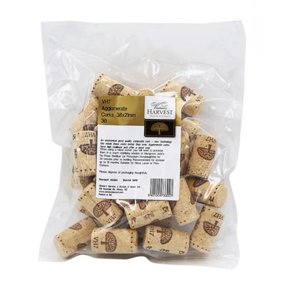 Vintner's Harvest VH7 Agglomerate Corks 38x21mm, Bag 30